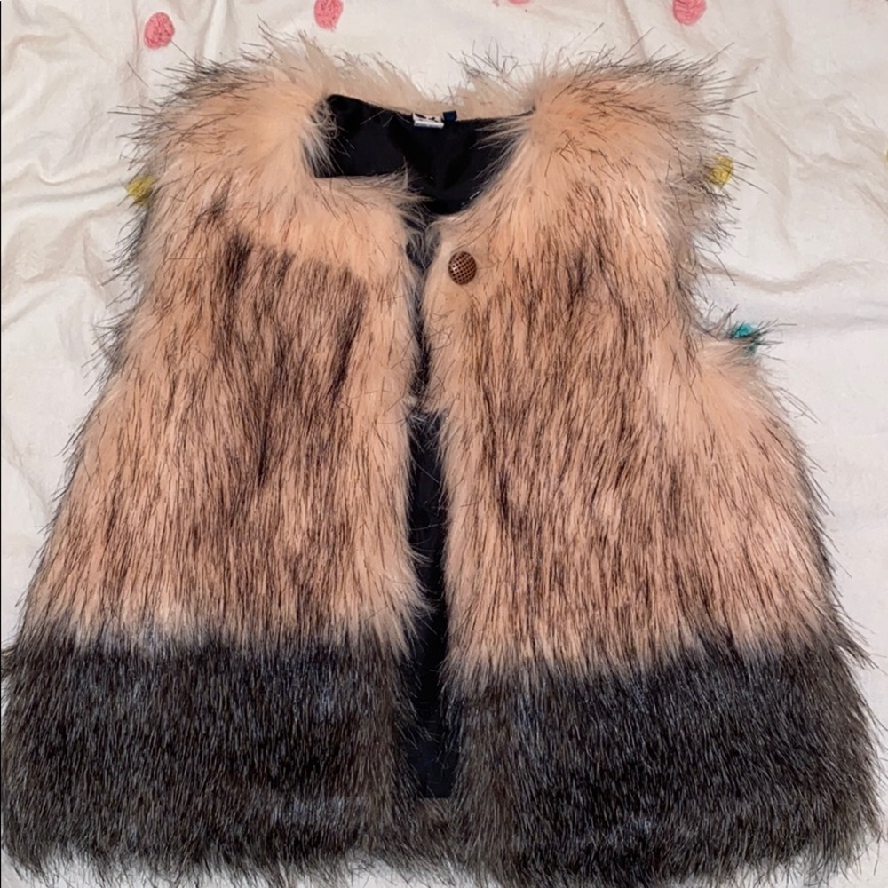 Girls Pink Faux Fur Vest